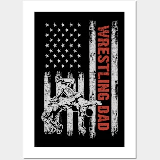 Wrestling Dad American Flag Father's Day 4th Of July Gift Posters and Art